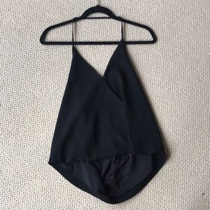 Tobi black vneck low-back halter top